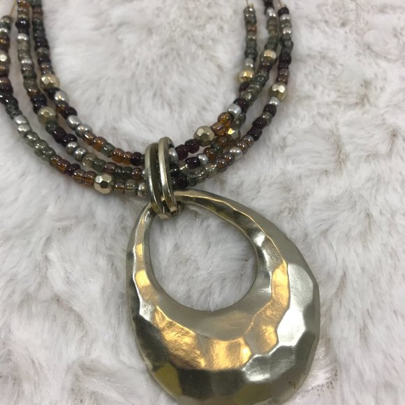 Multi Strand invisible Tribal  Hammered Necklace - Picture 12 of 13